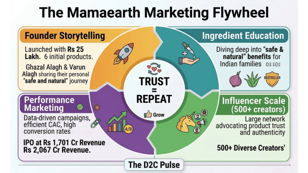 Mamaearth Growth Story - Marketing Flywheel - The D2C Pulse