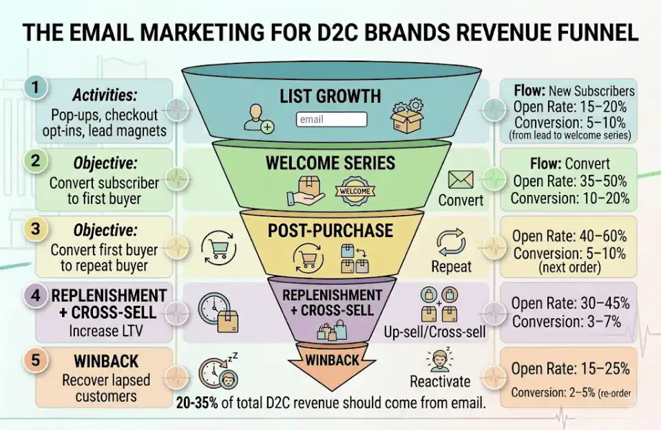 The Email Marketing for D2C Brands Revenue Funnel - The D2C Pulse