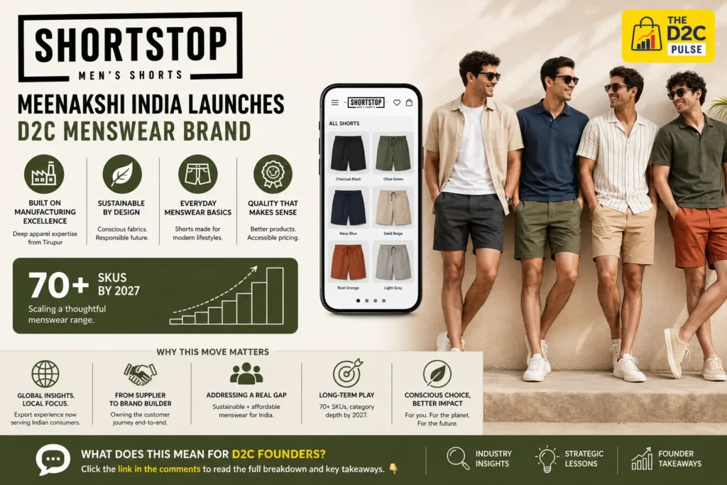 Meenakshi Apparels ventures into D2C with Shortstop - The D2C Pulse